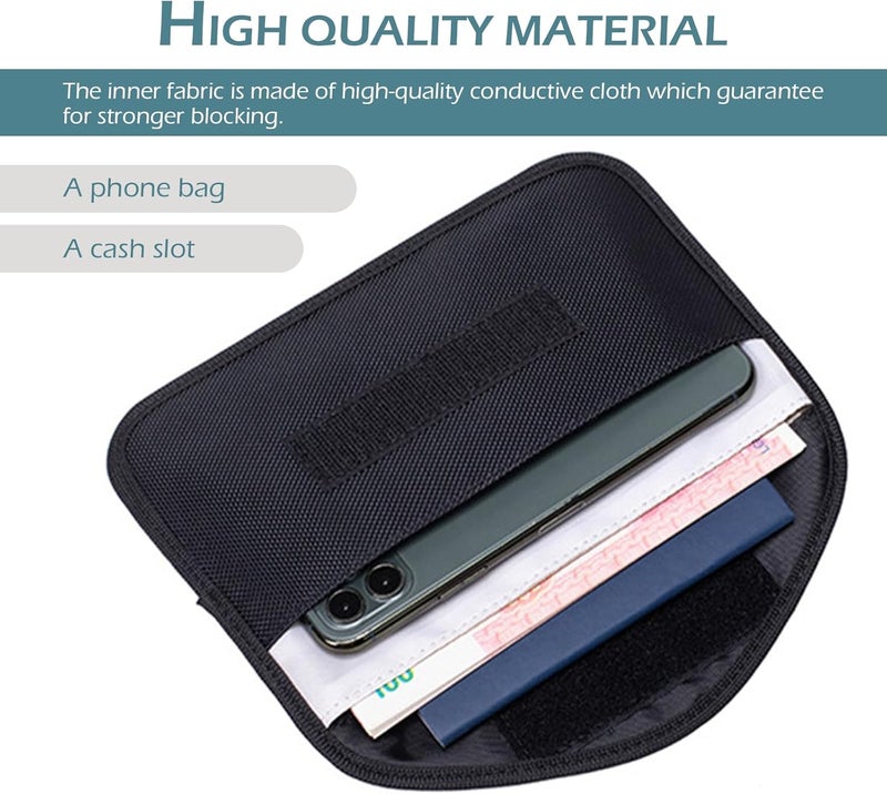 leechio 2 PCS Faraday Bags for Phones, Faraday Bag Pouch Shield Cage Wallet Phones, Anti-tracking Anti Theft Car Protection Signal, Signal Blocker Pouch Case Bag Handset Function Bags (Black) - Image 4